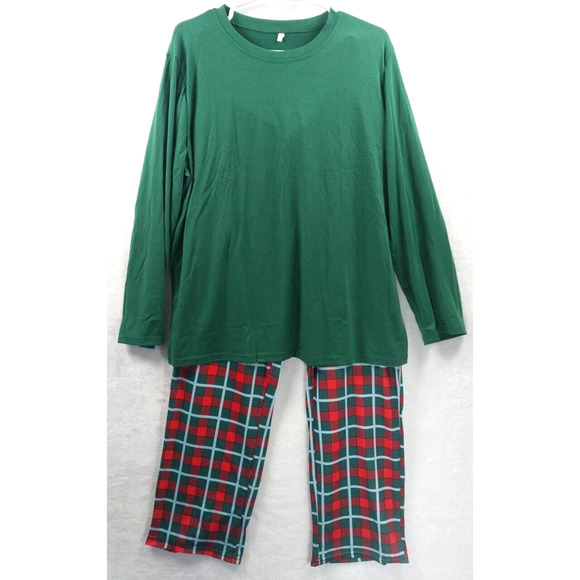 Unbranded Other - Women's XL Pajama Lounge Set 2 Pieces Christmas Green Red Plaid New